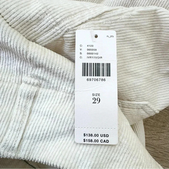 NWT Anthropologie Maeve The Colette Cord Crop Wide Leg Pants Ivory Cream 29 - Picture 7 of 17